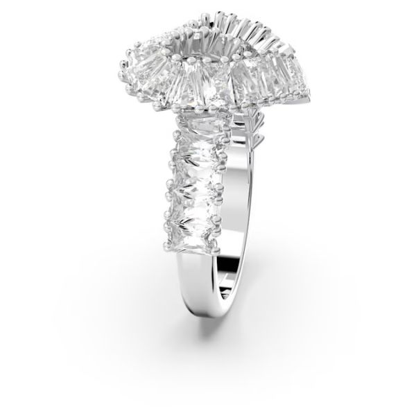 Anel Swarovski cocktail Matrix Combinação de lapidações Coração Branco Lacado a ródio 60