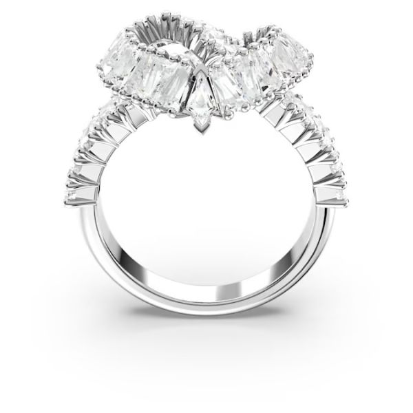 Anel Swarovski cocktail Matrix Combinação de lapidações Coração Branco Lacado a ródio 60