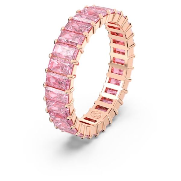 Anel Swarovski Matrix Lapidação Baguete Rosa Lacado a rosa dourado 58