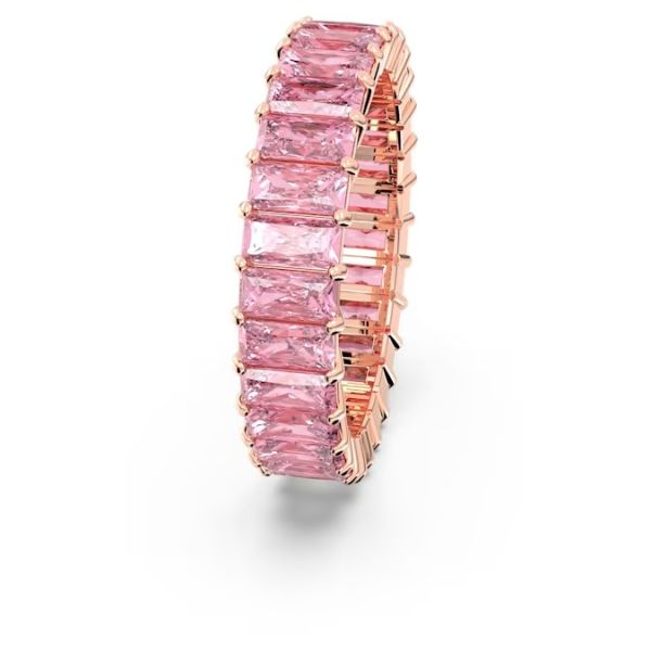 Anel Swarovski Matrix Lapidação Baguete Rosa Lacado a rosa dourado 58