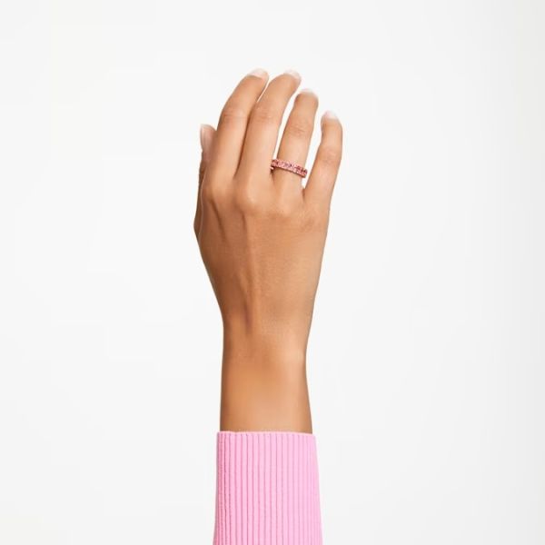 Anel Swarovski Matrix Lapidação Baguete Rosa Lacado a rosa dourado 58