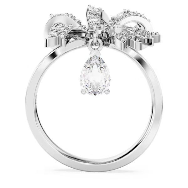Anel Swarovski cocktail Volta Laço Branco Lacado a ródio 50