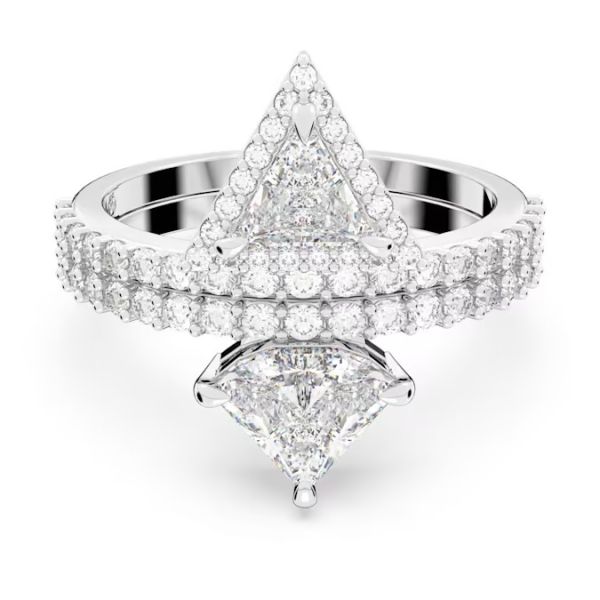 Anel Swarovski Ortyx Cortes mistos Branco Banhado a Ródio 52