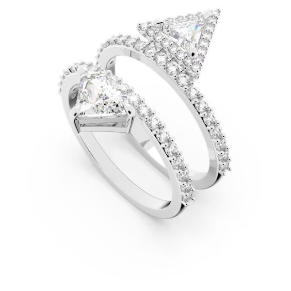 Anel Swarovski Ortyx Cortes mistos Branco Banhado a Ródio 52