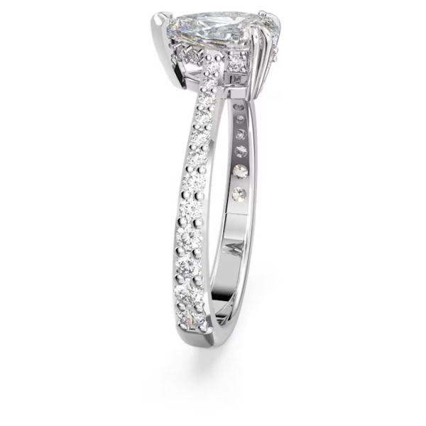 Anel Swarovski cocktail Millenia Lapidação em forma de pera Pavé Branco Lacado a ródio 50