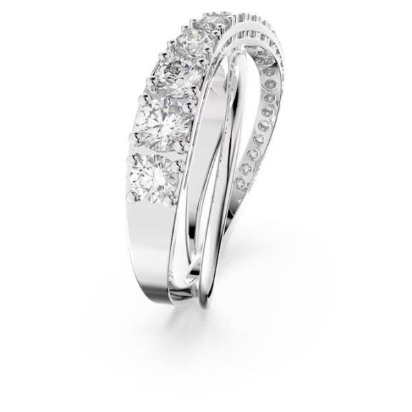 Anel Swarovski Twist Lapidação redonda Branco Lacado a ródio 55