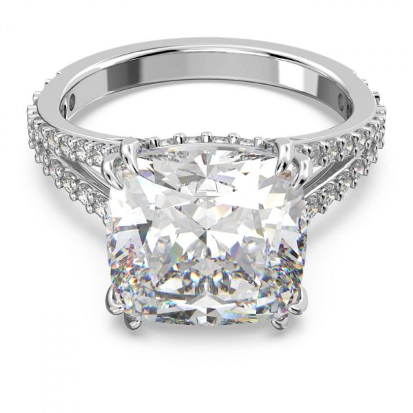 Anel Swarovski cocktail Constella Lapidação quadrada Pavé Branco Lacado a ródio 52