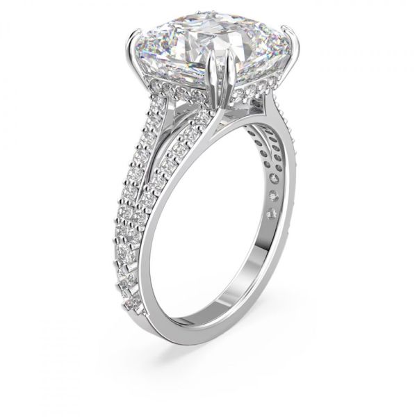 Anel Swarovski cocktail Constella Lapidação quadrada Pavé Branco Lacado a ródio 52