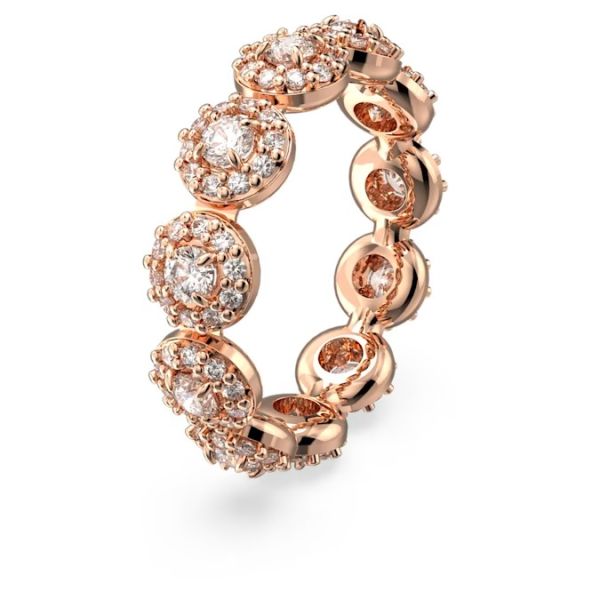 Anel Swarovski Constella Lapidação redonda Pavé Branco Lacado a rosa dourado 60