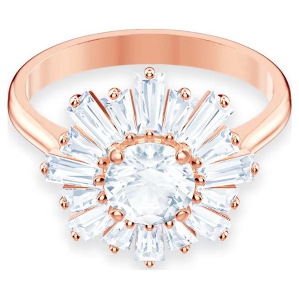 Anel Swarovski Sunshine Combinação de lapidações Sol Branco Lacado a rosa dourado 55