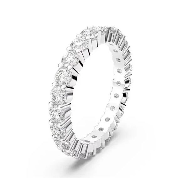 Anel swarovski Vittore XL Lapidação redonda Branco Lacado a ródio 55