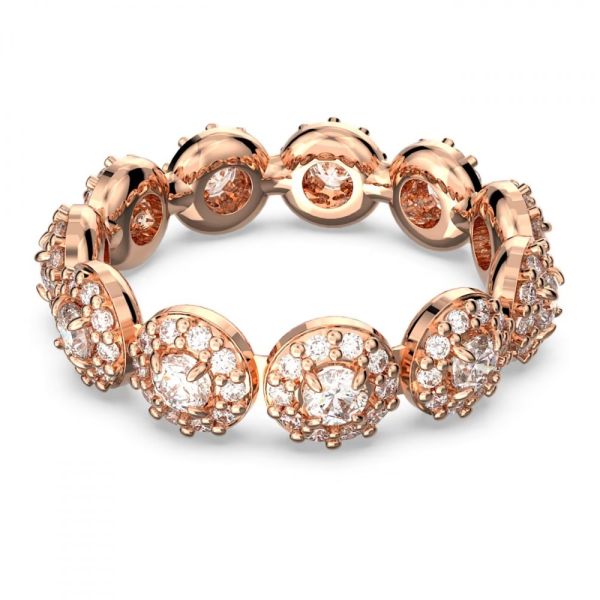 Anel Swarovski Constella Lapidação redonda Pavé Branco Lacado a rosa dourado