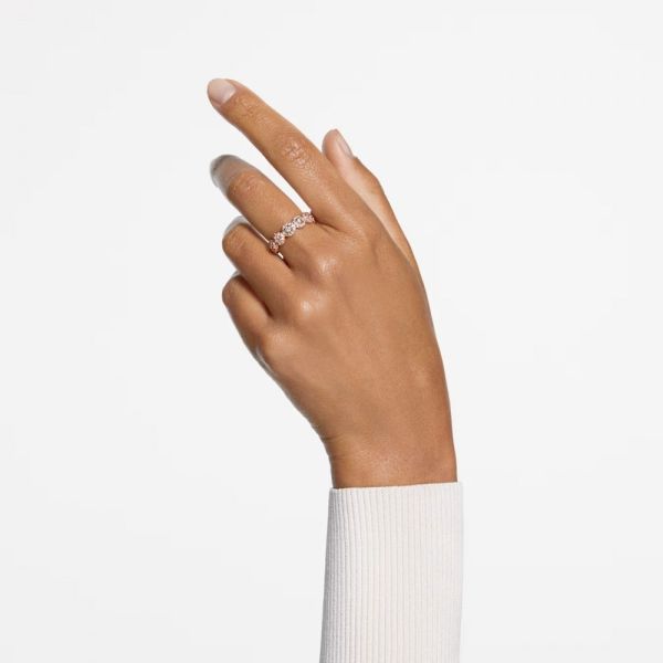 Anel Swarovski Constella Lapidação redonda Pavé Branco Lacado a rosa dourado