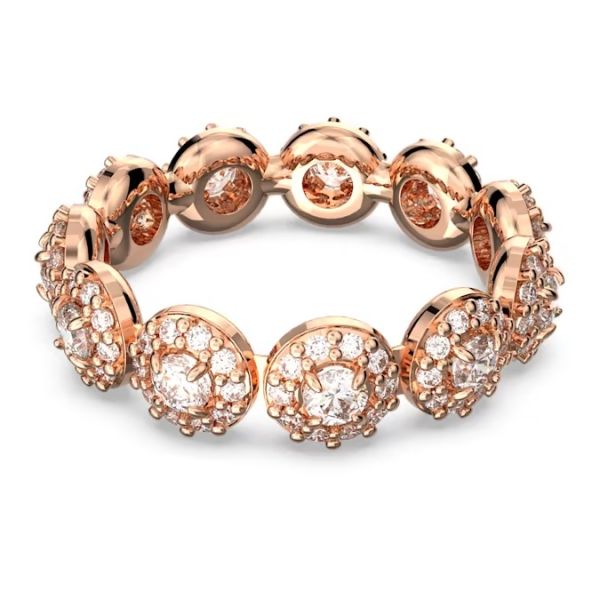 Anel Swarovski Constella Lapidação redonda Pavé Branco Lacado a rosa dourado 55