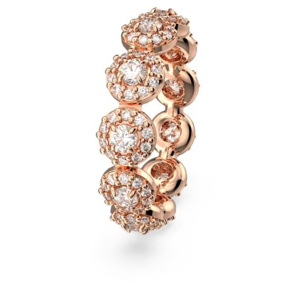 Anel Swarovski Constella Lapidação redonda Pavé Branco Lacado a rosa dourado 55