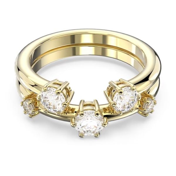 Anel Swarovski Constella Conjunto (2) Lapidação redonda Branco Lacado a dourado 55