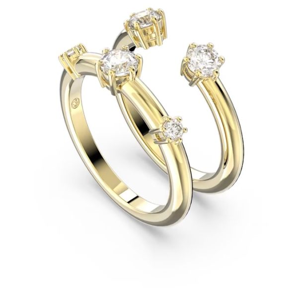 Anel Swarovski Constella Conjunto (2) Lapidação redonda Branco Lacado a dourado 55