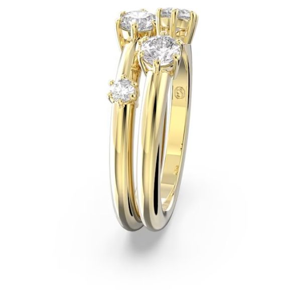 Anel Swarovski Constella Conjunto (2) Lapidação redonda Branco Lacado a dourado 55