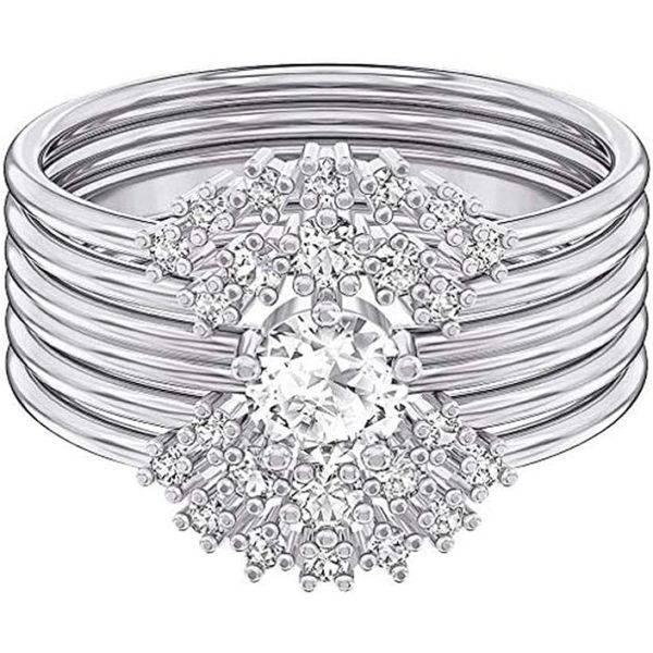 Conjunto de anéis Moonsun Branco banhado a ródio 50