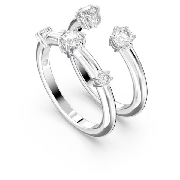 Anel Swarovski Constella Conjunto (2) Lapidação redonda Branco Lacado a ródio 55