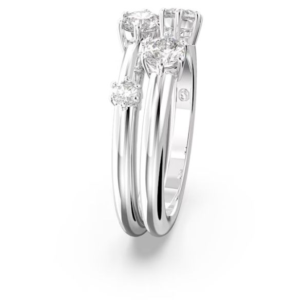 Anel Swarovski Constella Conjunto (2) Lapidação redonda Branco Lacado a ródio 55