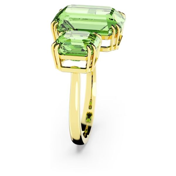 Anel Swarovski Millenia Lapidação octogonal Verde Lacado a dourado 52