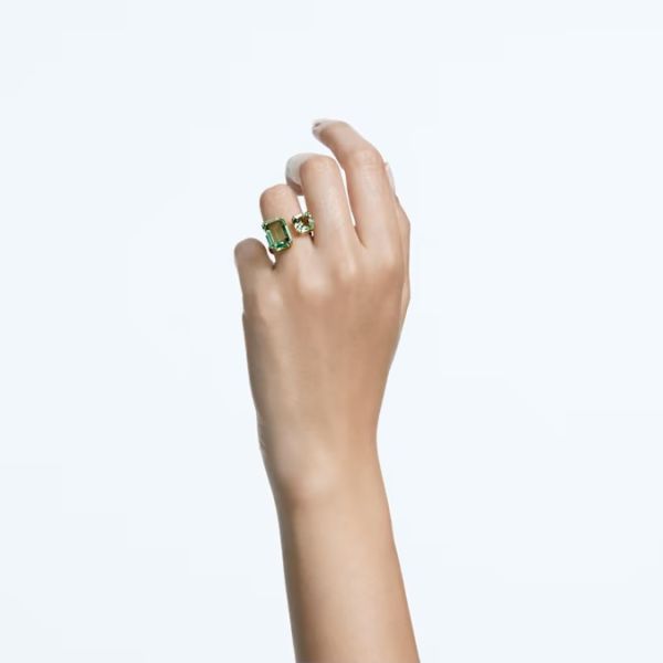 Anel Swarovski Millenia Lapidação octogonal Verde Lacado a dourado 52