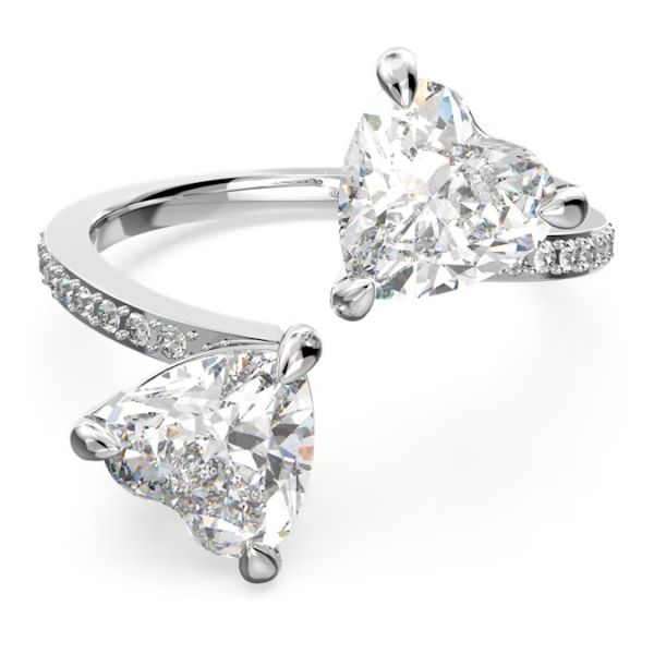 Anel Swarovski Attract Soul Coração Branco Lacado a ródio 58