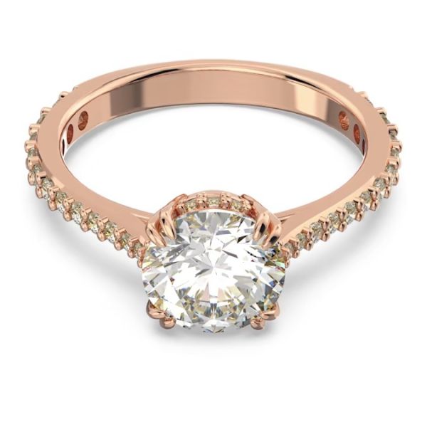 Anel Swarovski cocktail Constella Lapidação redonda Pavé Branco Lacado a rosa dourado 58