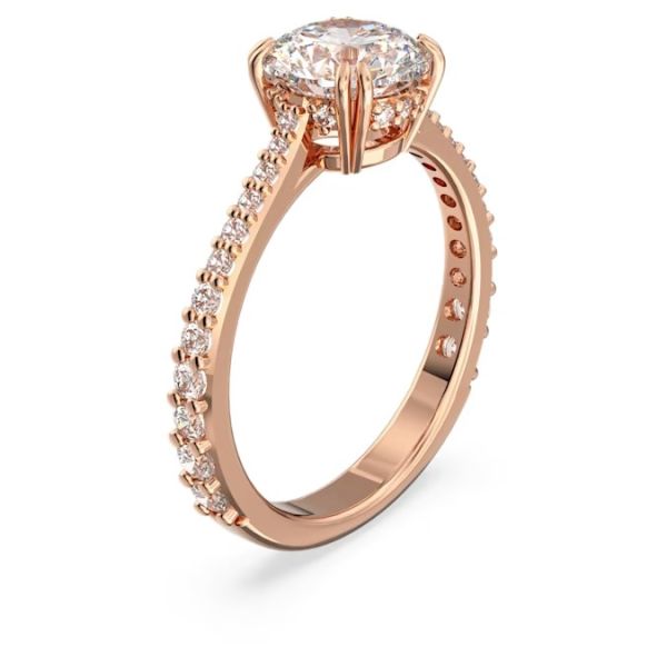 Anel Swarovski cocktail Constella Lapidação redonda Pavé Branco Lacado a rosa dourado 58