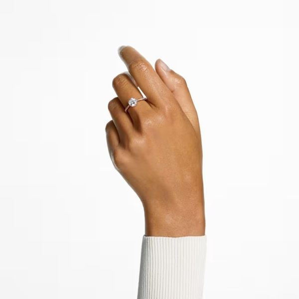 Anel Swarovski cocktail Constella Lapidação redonda Pavé Branco Lacado a rosa dourado 58