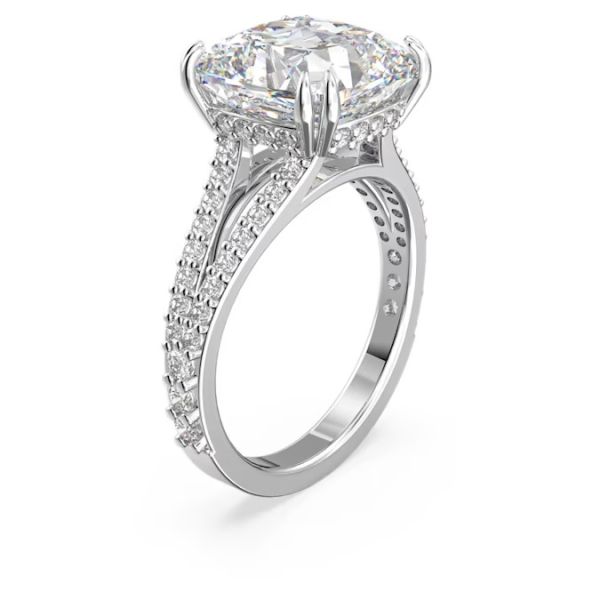 Anel Swarovski cocktail Constella Lapidação quadrada Pavé Branco Lacado a ródio 58
