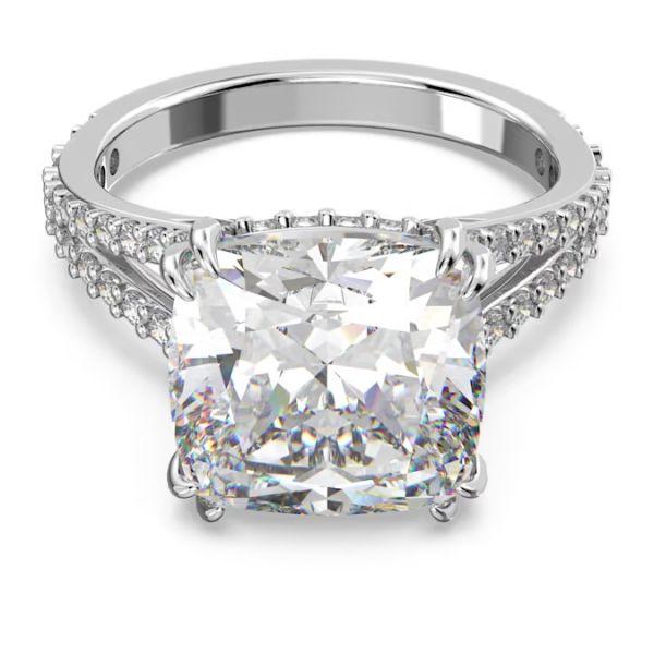 Anel Swarovski cocktail Constella Lapidação quadrada Pavé Branco Lacado a ródio 58
