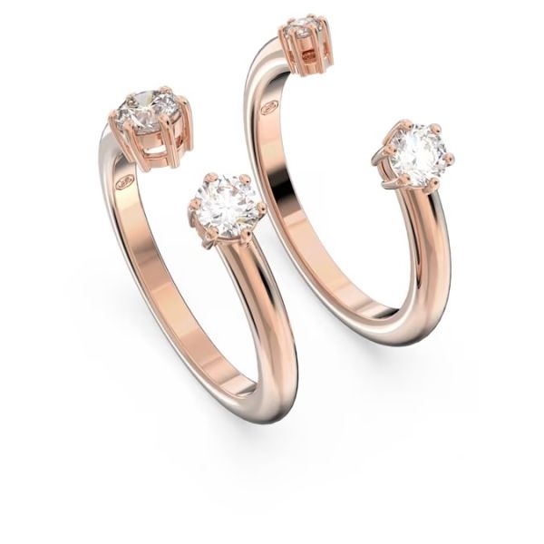 Anel Swarovski Constella Conjunto (2) Lapidação redonda Branco Lacado a rosa dourado 52