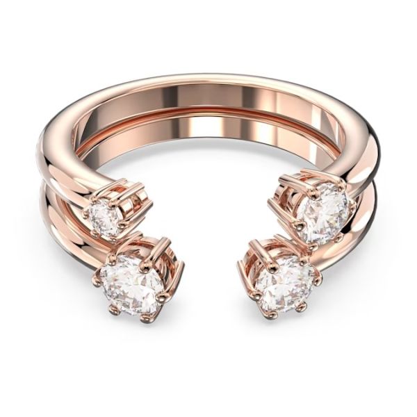 Anel Swarovski Constella Conjunto (2) Lapidação redonda Branco Lacado a rosa dourado 52