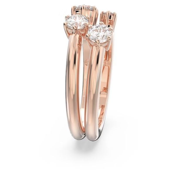 Anel Swarovski Constella Conjunto (2) Lapidação redonda Branco Lacado a rosa dourado 52