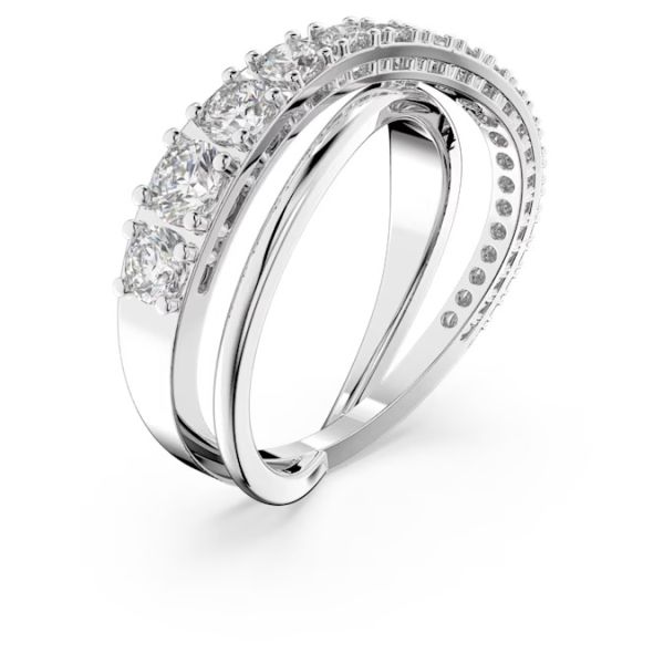 Anel Swarovski Twist Lapidação redonda Branco Lacado a ródio 58