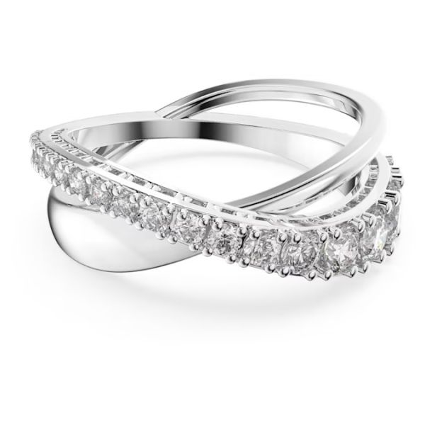 Anel Swarovski Twist Lapidação redonda Branco Lacado a ródio 58