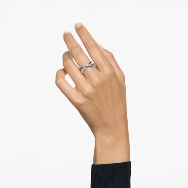 Anel Swarovski Twist Lapidação redonda Branco Lacado a ródio 58