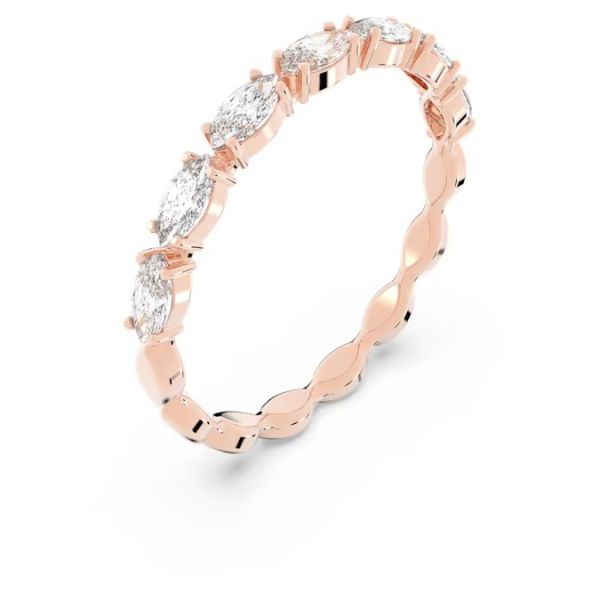 Anel Swarovski Vittore Lapidação Marquesa Branco Lacado a rosa dourado 60
