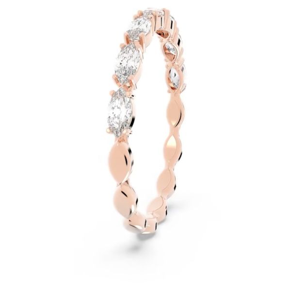 Anel Swarovski Vittore Lapidação Marquesa Branco Lacado a rosa dourado 60