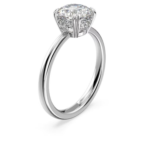 Anel Swarovski cocktail Constella Lapidação redonda Branco Lacado a ródio 52