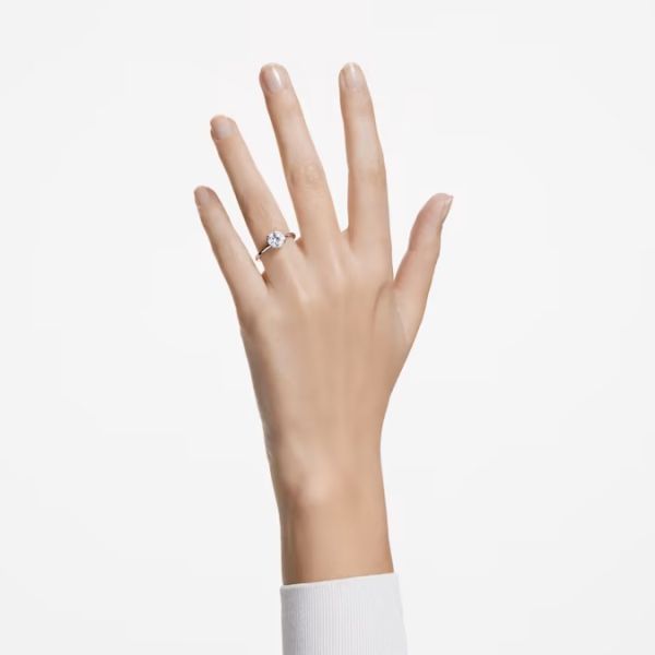 Anel Swarovski cocktail Constella Lapidação redonda Branco Lacado a ródio 52