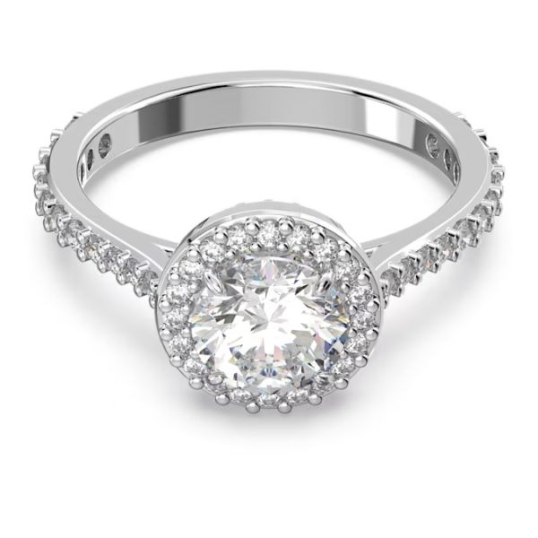 Anel Swarovski cocktail Constella Lapidação redonda Pavé Branco Lacado a ródio 60