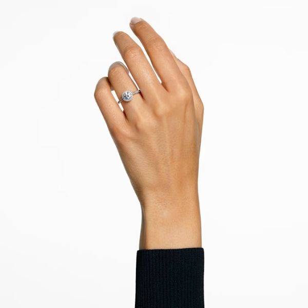 Anel Swarovski cocktail Constella Lapidação redonda Pavé Branco Lacado a ródio 60
