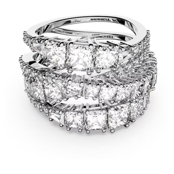 Anel Swarovski Twist Wrap Combinação de lapidações Branco Lacado a ródio 58