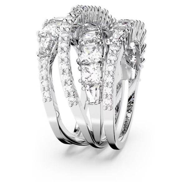 Anel Swarovski Twist Wrap Combinação de lapidações Branco Lacado a ródio 58
