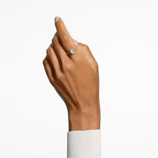 Anel Swarovski cocktail Constella Lapidação redonda Pavé Branco Lacado a dourado 60