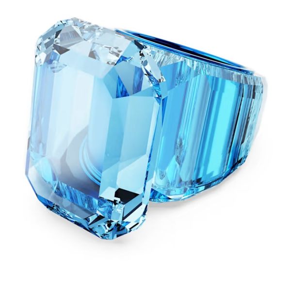 Anel Swarovski cocktail Lucent Lapidação octogonal Azul 52