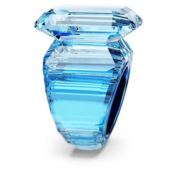 Anel Swarovski cocktail Lucent Lapidação octogonal Azul 52
